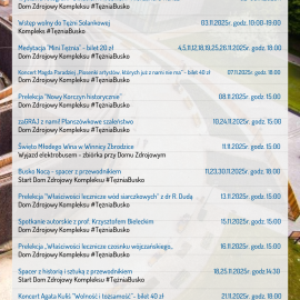 Terminarz wydarzeń w listopadzie w kompleksie #TężniaBusko