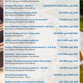 Terminarz wydarzeń w grudniu w kompleksie #TężniaBusko