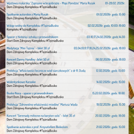 Terminarz wydarzeń w lutym w kompleksie #TężniaBusko
